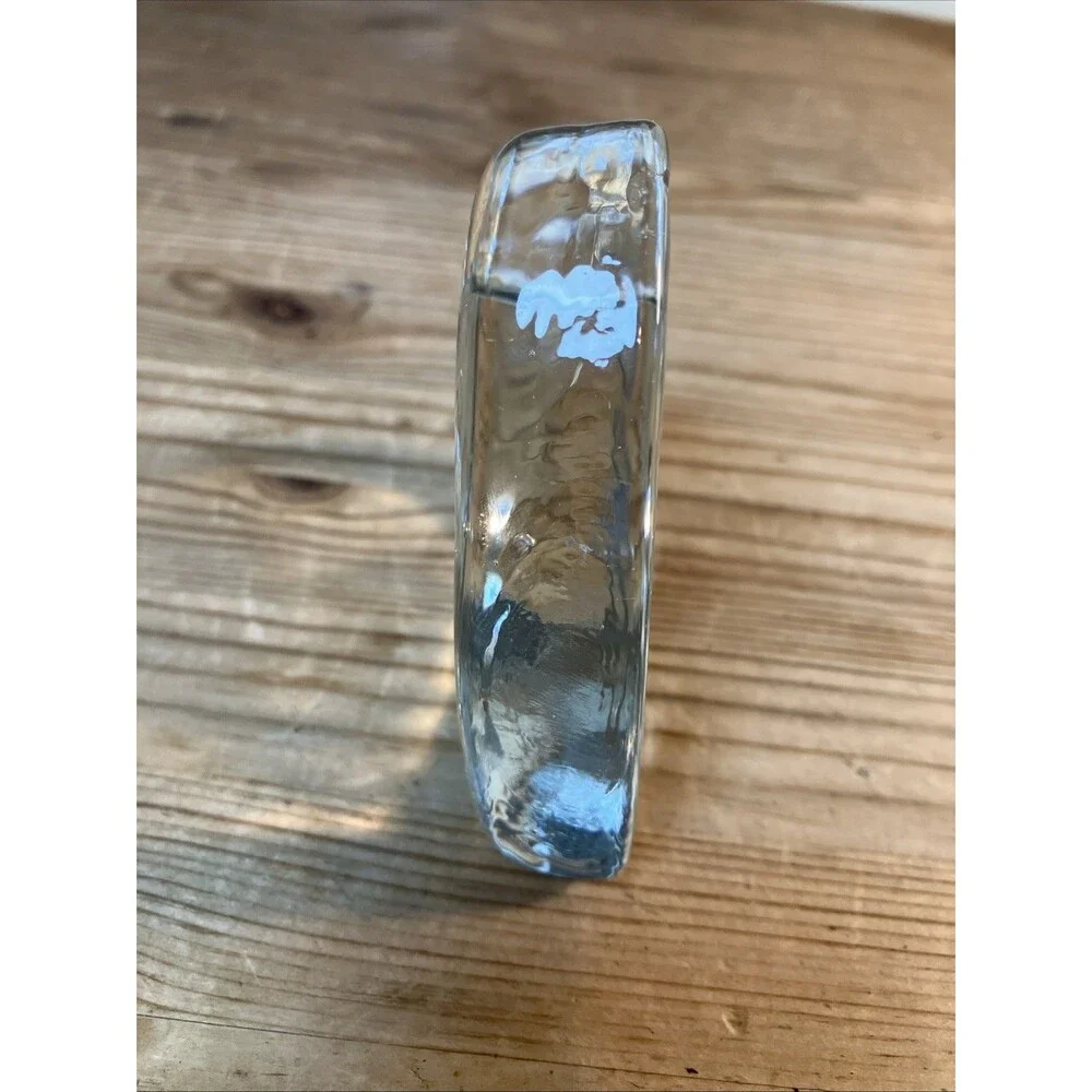 Vintage Blenko Clear Glass Heart Shaped Paperweight With Original Sticker